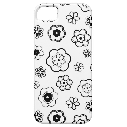 Schwarz-Weiß-Blumen Case-Mate iPhone Hülle (Rückseite)
