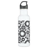 Schwarz-Weiß-Blumen Edelstahlflasche (Vorderseite)