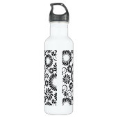 Schwarz-Weiß-Blumen Edelstahlflasche (Rückseite)
