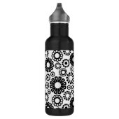 Schwarz-Weiß-Blumen Edelstahlflasche (Rechts)