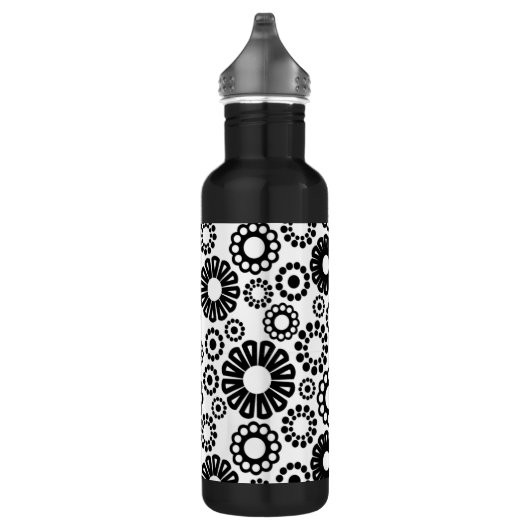 Schwarz-Weiß-Blumen Edelstahlflasche (Rechts)