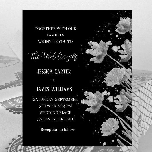 Schwarz-Weiß-Blumen Elegante Einfache Hochzeit