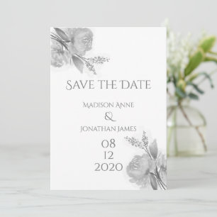 Schwarz & Weiß Blumen Elegante Personalisiert Hübs Save The Date