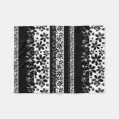 Schwarz-Weiß-Blumen Fleecedecke (Vorderseite (Horizontal))