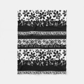 Schwarz-Weiß-Blumen Fleecedecke (Vorderseite)