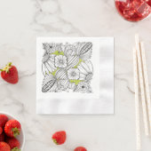 Schwarz-Weiß-Blumen-Gekritzel-Papier-Serviette Serviette (Beispiel)