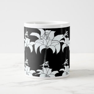 Schwarz Weiß Blumen Geschenk Jumbo-Tasse