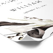 Schwarz-Weiß-Blumen-Hochzeit Begrüßungszeichen Poster (Ecke)