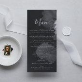 Schwarz-Weiß-Blumen-Hochzeit Menükarte