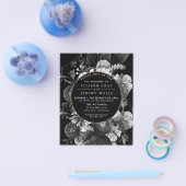 Schwarz-Weiß-Blumen-Hochzeitsempfang Flyer (Einzeln)