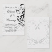 Schwarz-Weiß-Blumen-Hochzeitskarte Begleitkarte (Vorne/Hinten)