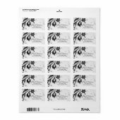 Schwarz-Weiß-Blumen-Hochzeitsplattform Adressaufkleber (Vorne)