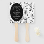 Schwarz-Weiß-Blumen-Hochzeitsprogramm Fächer (Vorne und Hinten)