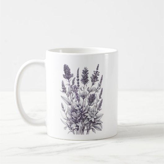 Schwarz-Weiß-Blumen Kaffeetasse (Links)