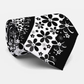 Schwarz-Weiß-Blumen Krawatte (Gerollt)