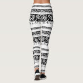 Schwarz-Weiß-Blumen Leggings (Rückseite)