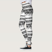 Schwarz-Weiß-Blumen Leggings (Links)