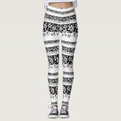 Schwarz-Weiß-Blumen Leggings (Vorderseite)