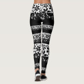 Schwarz-Weiß-Blumen Leggings (Rückseite)