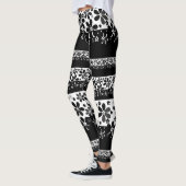 Schwarz-Weiß-Blumen Leggings (Links)