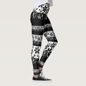 Schwarz-Weiß-Blumen Leggings (Rechts)