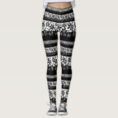 Schwarz-Weiß-Blumen Leggings (Vorderseite)