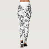 Schwarz-Weiß-Blumen Leggings (Rückseite)