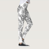 Schwarz-Weiß-Blumen Leggings (Rechts)