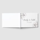 Schwarz-Weiß-Blumen-Linie Kunst Hochzeit Gästebuch (Voll)