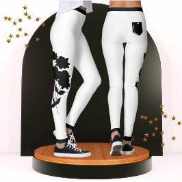 Schwarz & Weiß Blumen Moderne Eleganz Niedlich Tre Leggings