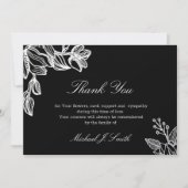 Schwarz-Weiß-Blumen Modernes Begräbnis-Beileid Dankeskarte (Vorderseite)