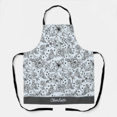 Schwarz-Weiß-Blumen-nahtloses Muster mit Namen Schürze (Vorderseite)
