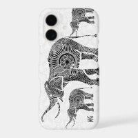Schwarz-Weiß-Blumen-Paisley-Elefant-Monogramm