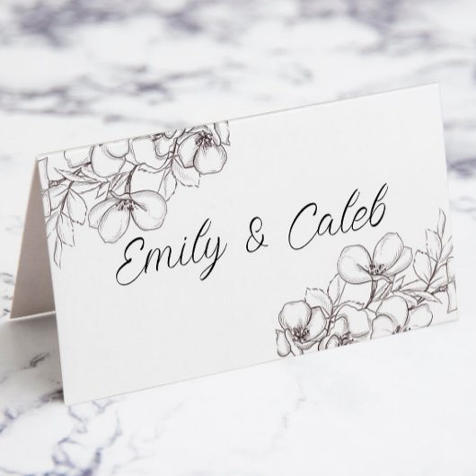 Schwarz-Weiß-Blumen-Platzkarte Platzkarte