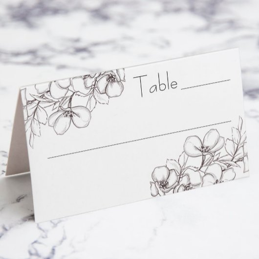 Schwarz-Weiß-Blumen-Platzkarte Platzkarte