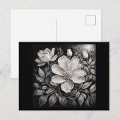 Schwarz-Weiß-Blumen Postkarte (Vorne/Hinten)