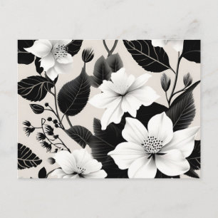 Schwarz-Weiß-Blumen Postkarte