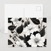 Schwarz-Weiß-Blumen Postkarte (Vorne/Hinten)