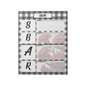 Schwarz-Weiß-Blumen-SBAR-Vorlage Notizblock (Rotiert)