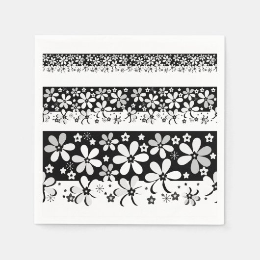 Schwarz-Weiß-Blumen Serviette (Vorderseite)
