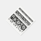 Schwarz-Weiß-Blumen Serviette (Ecke)