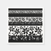 Schwarz-Weiß-Blumen Serviette (Vorderseite)