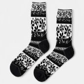 Schwarz-Weiß-Blumen Socken (Linkes Detail)