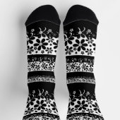 Schwarz-Weiß-Blumen Socken (Oben)