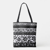 Schwarz-Weiß-Blumen Tasche (Rückseite)