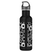 Schwarz-Weiß-Blumen Trinkflasche (Rückseite)