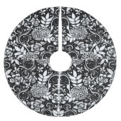 Schwarz-Weiß-Blumen-Weihnachtsrock Polyester Weihnachtsbaumdecke (Vorderseite)