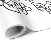 Schwarz-Weiß-Blumen-zeichn Geschenkpapier (Rolleneckpunkt)