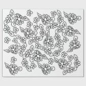 Schwarz-Weiß-Blumen-zeichn Geschenkpapier (Flach)