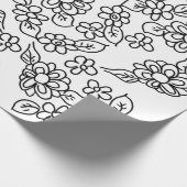Schwarz-Weiß-Blumen-zeichn Geschenkpapier (Ecke)